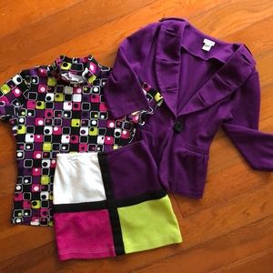 kc parker color block Skirt, Jacket, Top  WOW